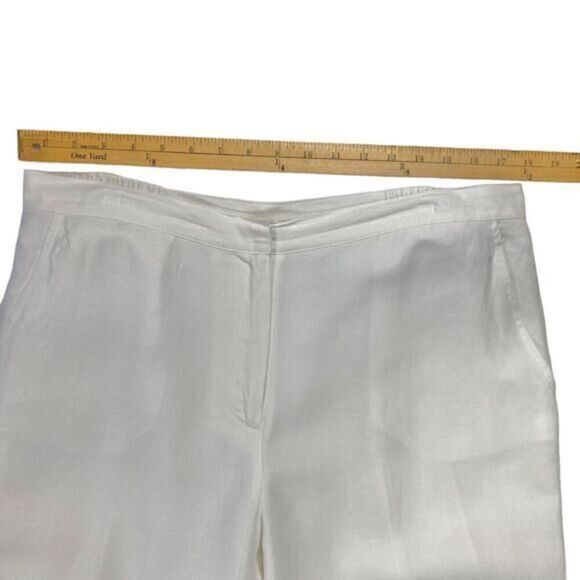 Ruby Rd. Linen Capri Pants Womens 16 White Elastic Waistband Pockets Beaded Hems - Picture 6 of 16